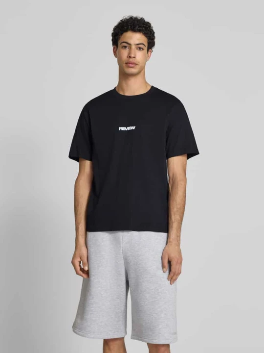 Zdjęcie produktu t-shirt z logo i okrągłym dekoltem REVIEW Czarny