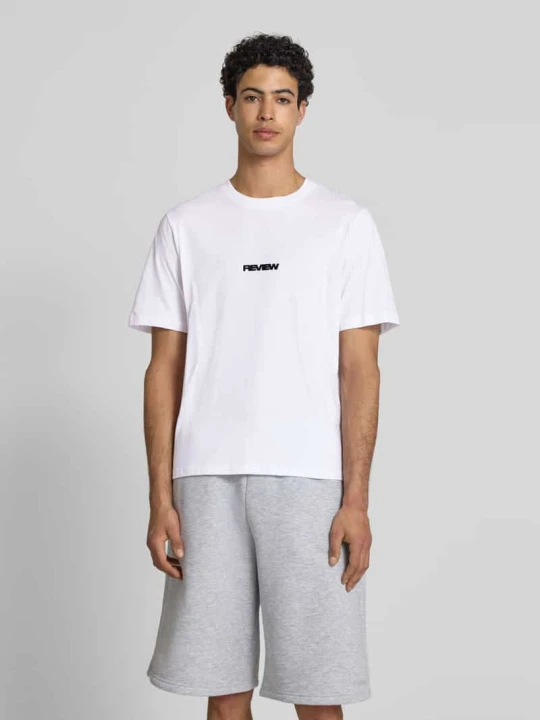Zdjęcie produktu t-shirt z logo i okrągłym dekoltem REVIEW Biały