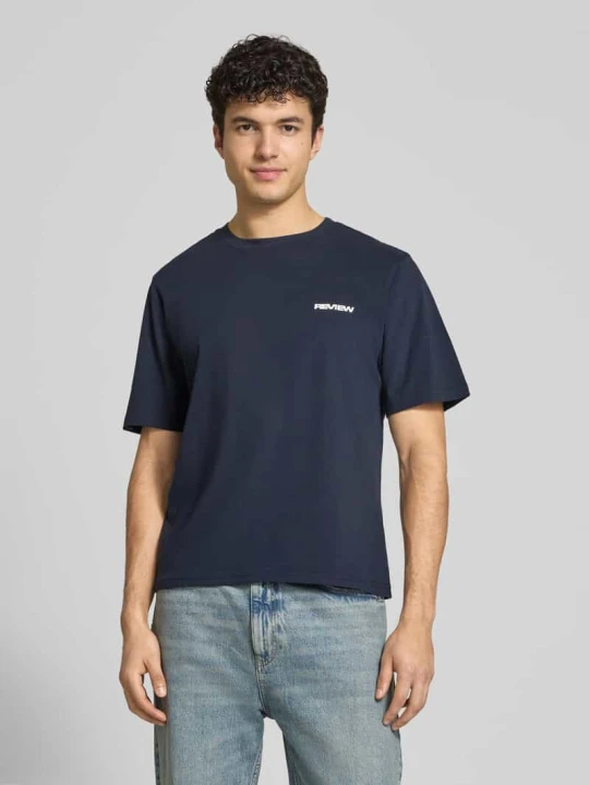 Zdjęcie produktu t-shirt z logo i okrągłym dekoltem REVIEW Granatowy