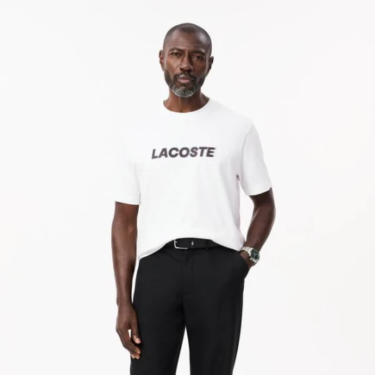 Zdjęcie produktu T-shirt z logo z grubej bawełny o klasycznym kroju Lacoste