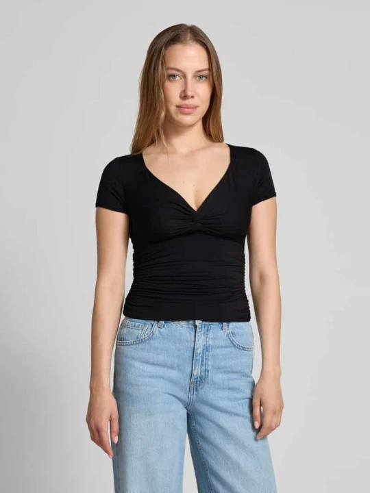 Zdjęcie produktu T-shirt z marszczeniami model ‘CHARLOTTE’ Guess Czarny