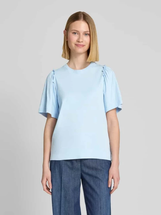 Zdjęcie produktu T-shirt z marszczeniami model ‘PENELOPE’ Selected Jasnoniebieski