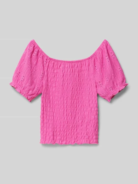 Zdjęcie produktu T-shirt z marszczonymi detalami model ‘TILDA’ Only Fuksjowy