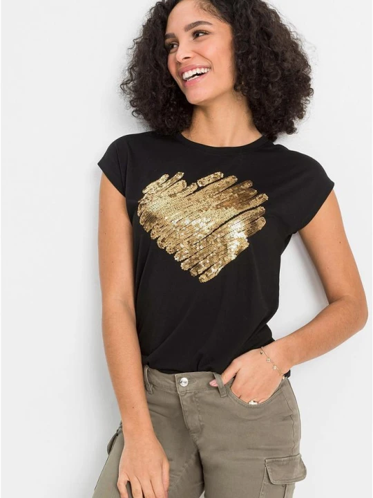 Zdjęcie produktu T-shirt z miękkiej mieszanki wiskozy BonPrix czarny