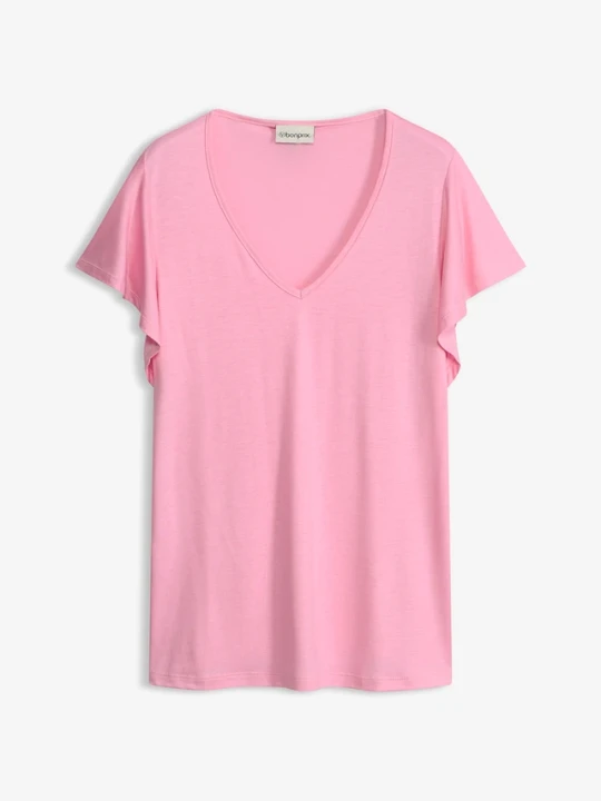 Zdjęcie produktu T-shirt z miękkiej wiskozy BonPrix różowy