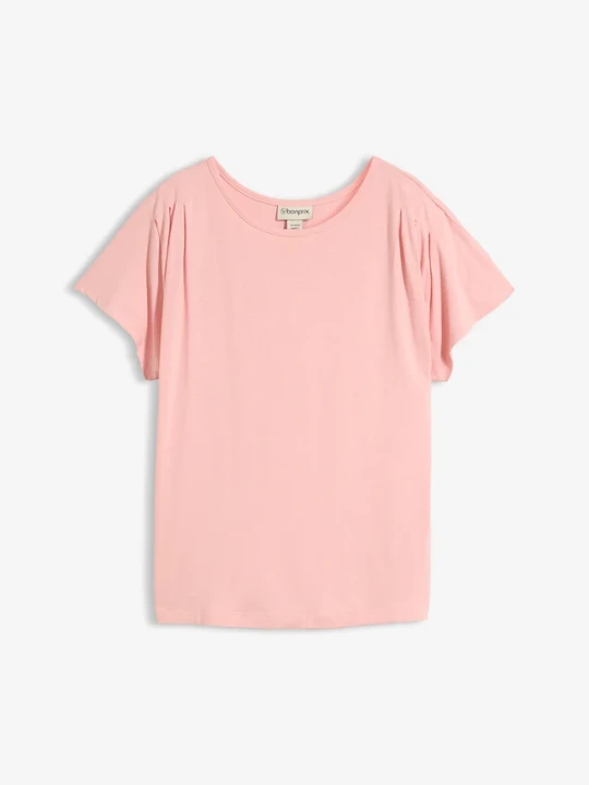 Zdjęcie produktu T-shirt z miękkiej wiskozy BonPrix różowy