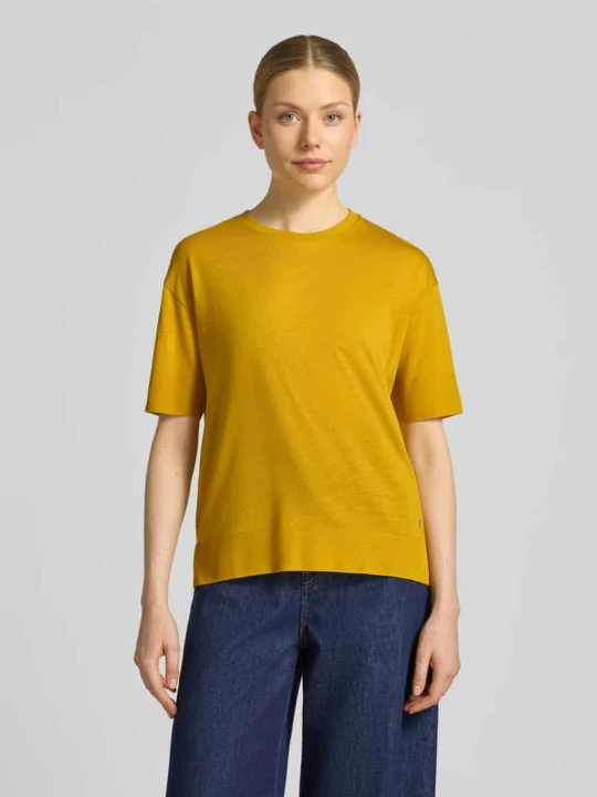 Zdjęcie produktu t-shirt z mieszanka lyocellu i bawełny z okrągły dekolt Windsor Złoty