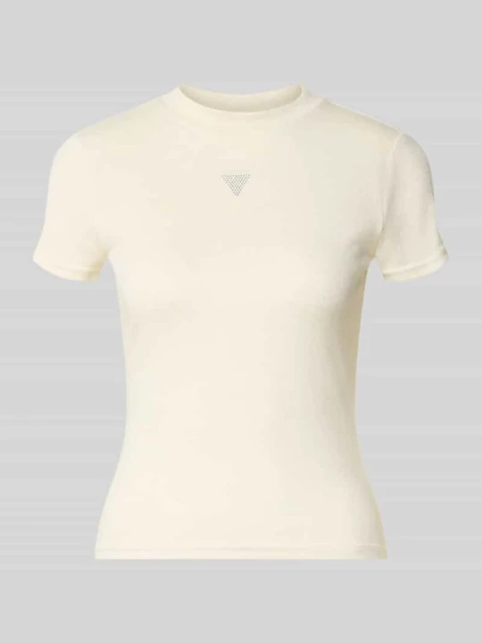 Zdjęcie produktu T-shirt z mieszanka wiskozy model 'LICIA' Guess Écru