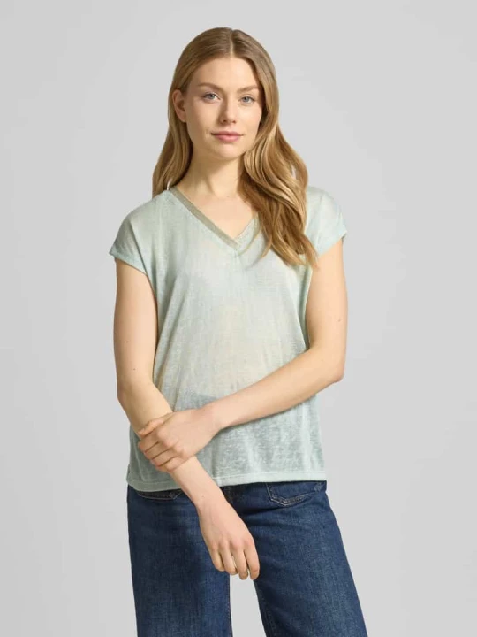 Zdjęcie produktu T-shirt z mieszanka wiskozy model 'Sa44ylor' ZABAIONE Limonkowy