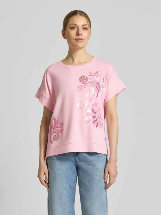 Zdjęcie produktu t-shirt z mieszanka wiskozy z cekinami milano italy Różowy