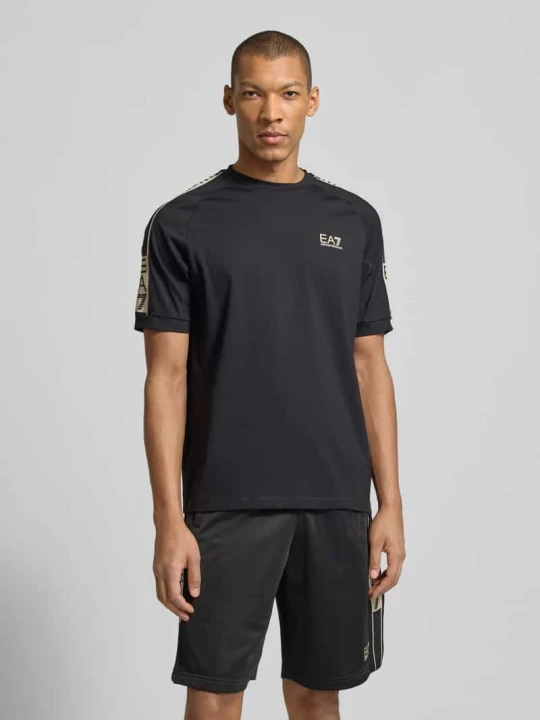 Zdjęcie produktu T-shirt z Mieszanka wiskozy z logo EA7 Emporio Armani Czarny