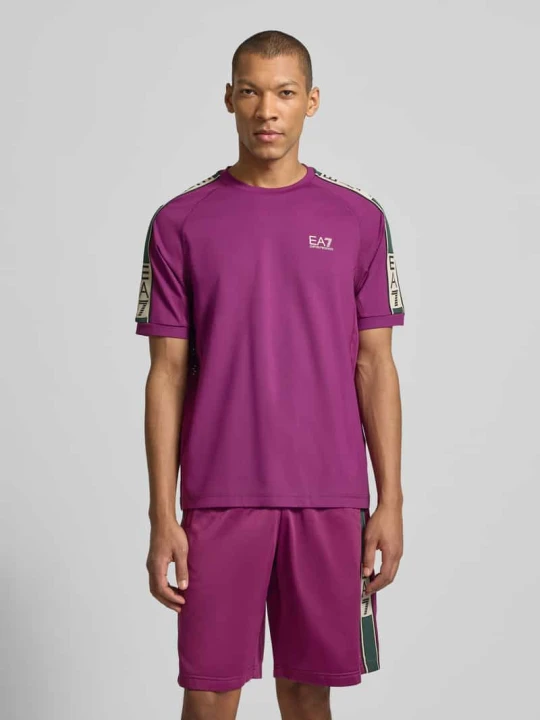Zdjęcie produktu T-shirt z Mieszanka wiskozy z logo EA7 Emporio Armani Fioletowy