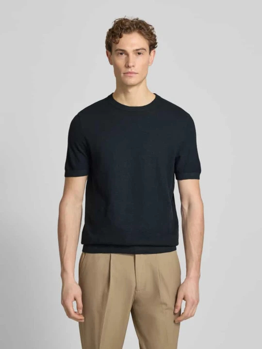 Zdjęcie produktu T-shirt z mieszanki bawełny i lnu Profuomo Granatowy
