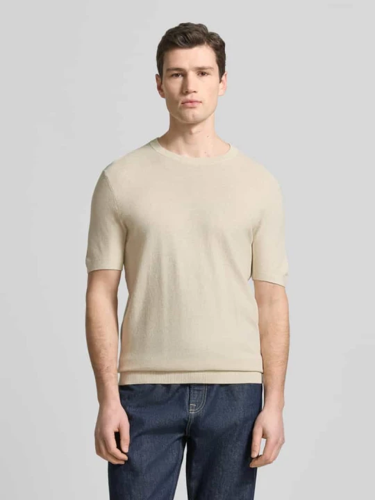 Zdjęcie produktu T-shirt z mieszanki bawełny i lnu Profuomo Złamany biały