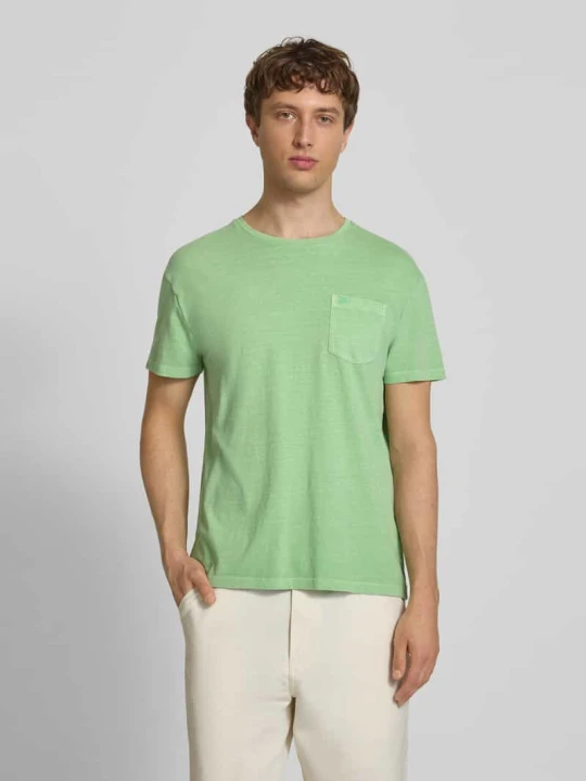 Zdjęcie produktu T-shirt z mieszanki bawełny i lnu z brustaszą Superdry Miętowy
