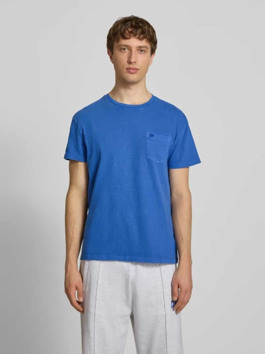 Zdjęcie produktu T-shirt z mieszanki bawełny i lnu z brustaszą Superdry Królewski niebieski
