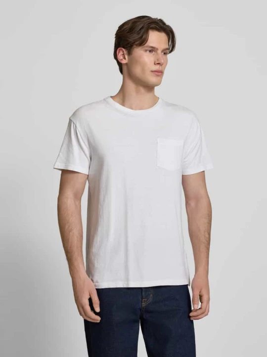 Zdjęcie produktu T-shirt z mieszanki bawełny i lnu z brustaszą Superdry Złamany biały