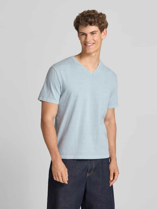 Zdjęcie produktu T-shirt z mieszanki bawełny i lnu z dekoltem w serek Superdry