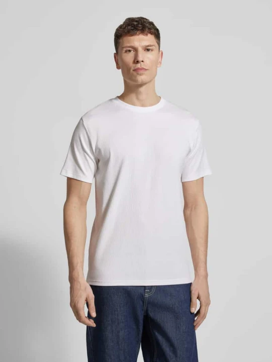 Zdjęcie produktu T-shirt z mieszanki bawełny, krój regular fit, model 'SPENCER' Selected Homme Biały