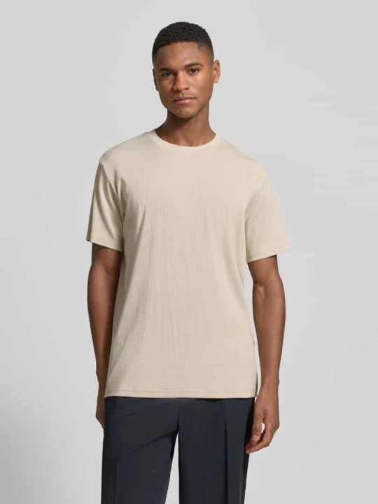 Zdjęcie produktu T-shirt z mieszanki bawełny, krój regular fit, model 'SPENCER' Selected Homme Écru