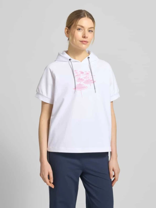 Zdjęcie produktu t-shirt z mieszanki bawełny z kapturem model 'SHARON3' FIRE + ICE Biały