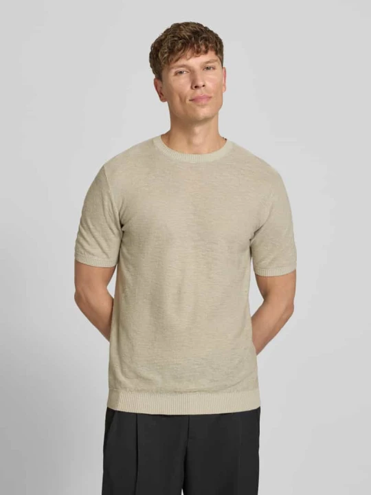 Zdjęcie produktu t-shirt z mieszanki lnu i wiskozy z okrągłym dekoltem Antony Morato Beżowy