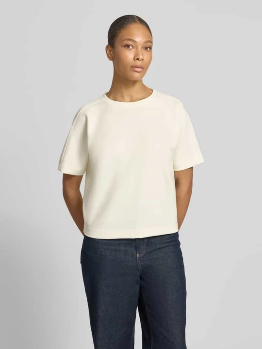 Zdjęcie produktu t-shirt z mieszanki modalu z okrągłym dekoltem model 'Gosa' Opus Złamany biały