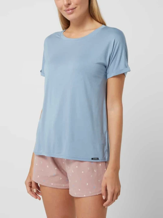 Zdjęcie produktu T-shirt z mieszanki wiskozy i elastanu model ‘Every Night In’ SKINY Niebieski