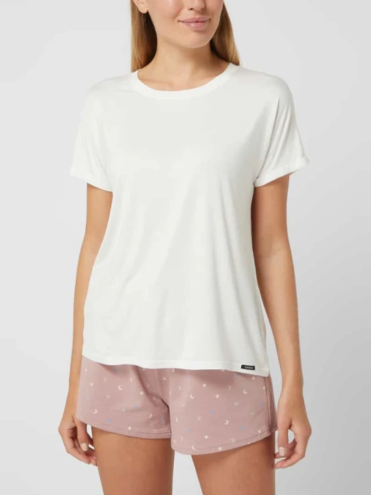 Zdjęcie produktu T-shirt z mieszanki wiskozy i elastanu model ‘Every Night In’ SKINY Złamany biały