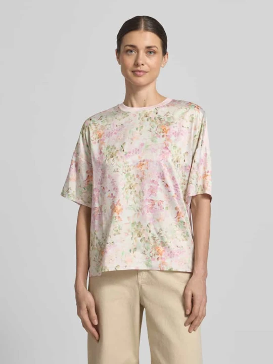 Zdjęcie produktu T-shirt z mieszanki wiskozy i elastanu model 'Tracy' JOOP! Jasnoróżowy