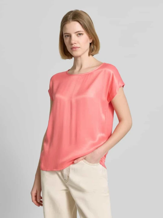 Zdjęcie produktu t-shirt z mieszanki wiskozy i elastanu z okrągłym dekoltem MORE & MORE Mocnoróżowy