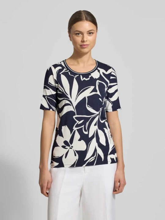 Zdjęcie produktu T-shirt z mieszanki wiskozy i elastanu w całościowym wzorze Betty Barclay Granatowy