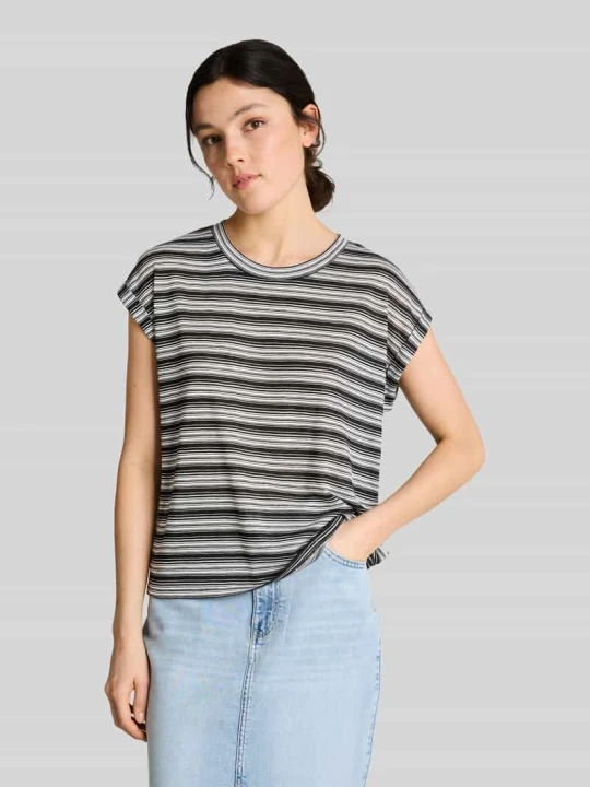 Zdjęcie produktu T-shirt z mieszanki wiskozy, krój regular fit Tom Tailor Czarny