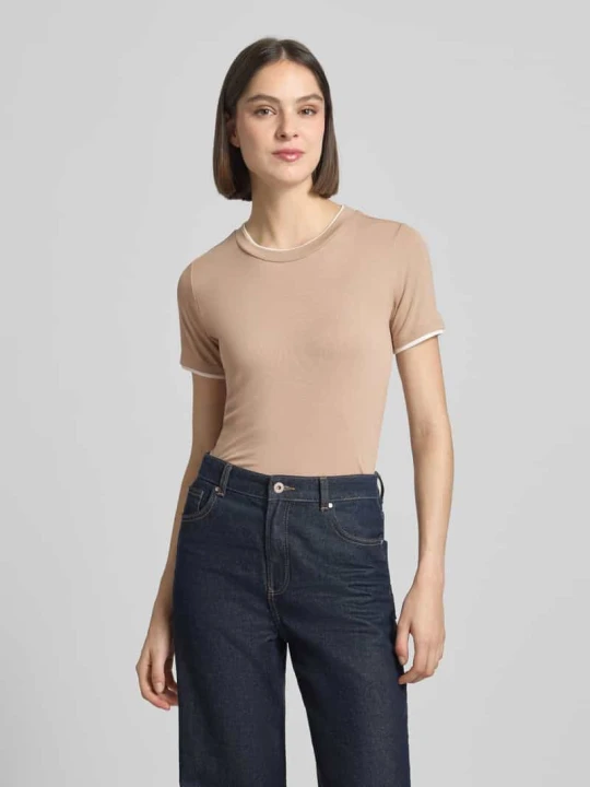 Zdjęcie produktu T-shirt z mieszanki wiskozy o kroju regular fit model 'Alvin' Freequent Beżowy