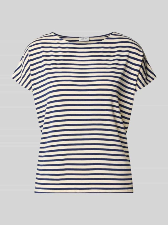 Zdjęcie produktu T-shirt z mieszanki wiskozy o kroju relaxed fit s.Oliver Granatowy melanż