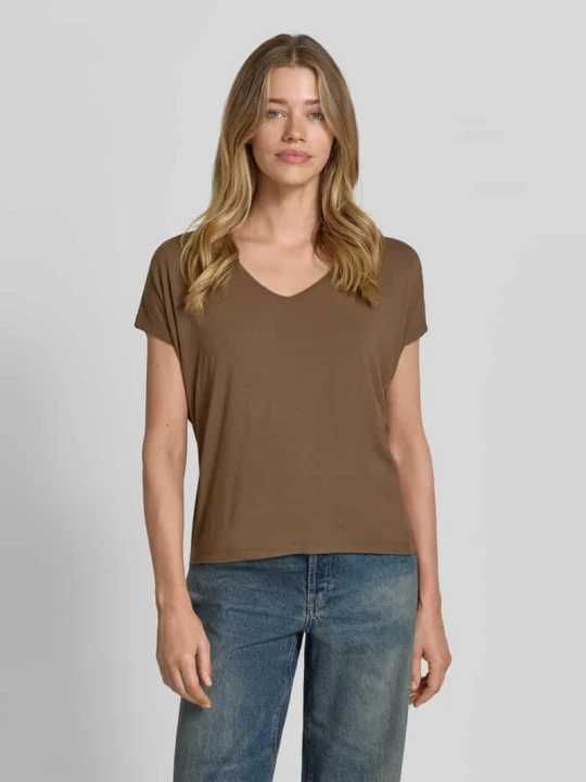Zdjęcie produktu T-shirt z mieszanki wiskozy o kroju relaxed fit s.Oliver Średniobrązowy