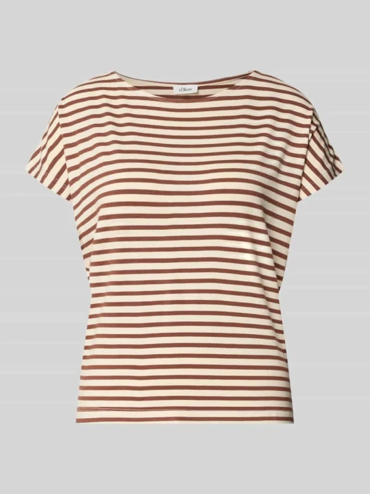 Zdjęcie produktu T-shirt z mieszanki wiskozy o kroju relaxed fit s.Oliver Średniobrązowy melanż