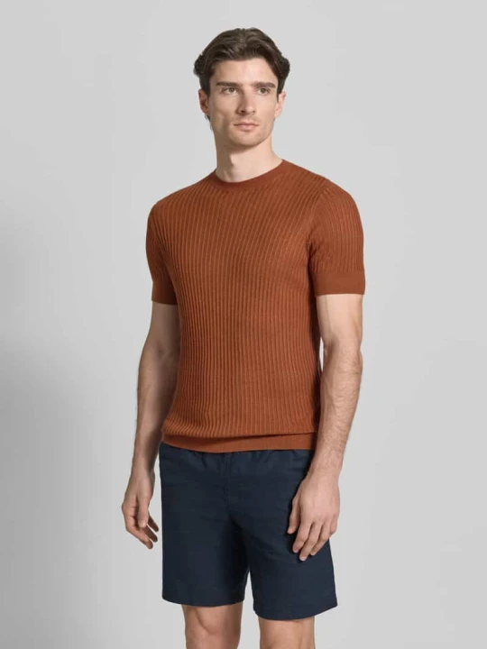 Zdjęcie produktu t-shirt z mieszanki wiskozy w prążkowaniu Antony Morato