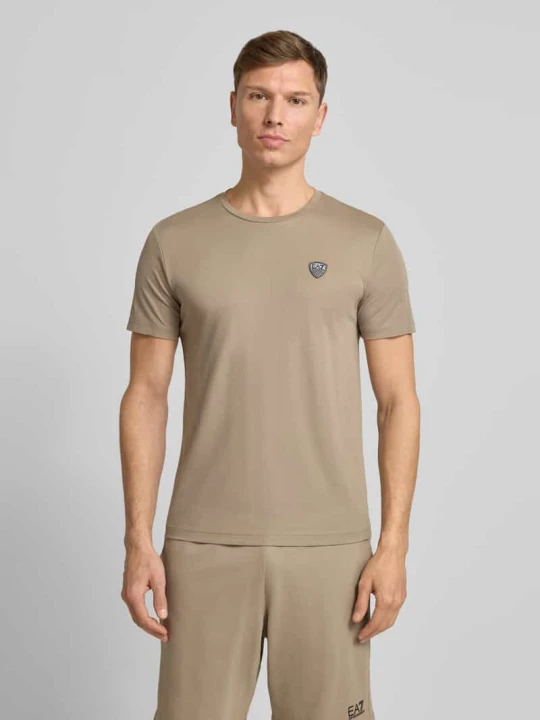 Zdjęcie produktu T-shirt z mieszanki wiskozy z naszywką z logo EA7 Emporio Armani Oliwkowy