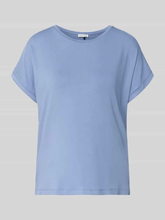 Zdjęcie produktu T-shirt z mieszanki wiskozy z okrągłym dekoltem Christian Berg Jeansowy niebieski