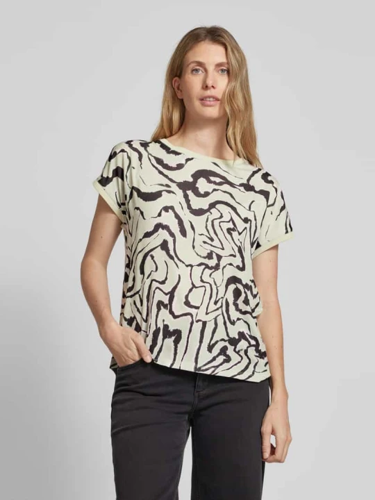 Zdjęcie produktu T-shirt z mieszanki wiskozy z okrągłym dekoltem model ‘Panya’ B.Young Zielony