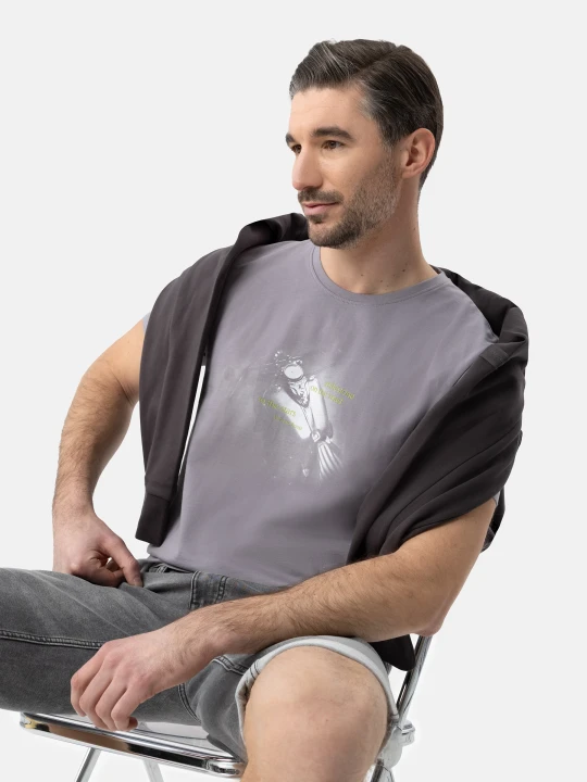 Zdjęcie produktu T-shirt z motocyklem T-MILE Volcano Wrzosowy