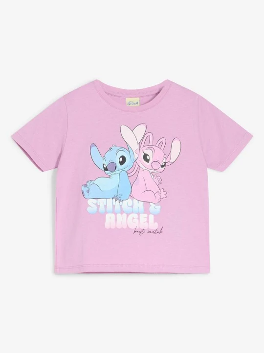 Zdjęcie produktu T-shirt z motywem Disney'a Stitch & Angel BonPrix fioletowy