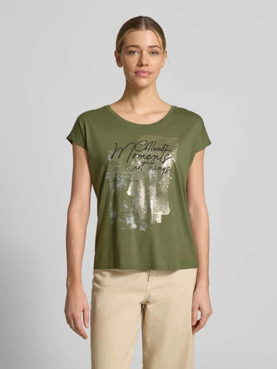 Zdjęcie produktu t-shirt z motywem i okrągłym dekoltem Christian Berg Oliwkowy