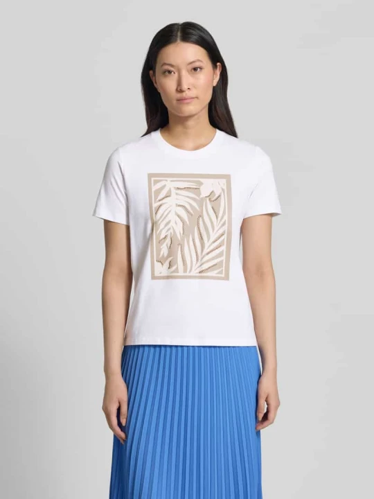 Zdjęcie produktu t-shirt z motywem i okrągłym dekoltem comma Biały