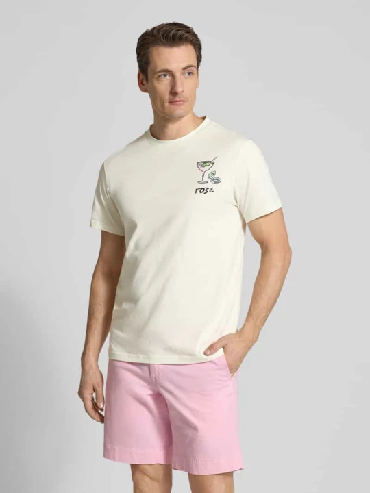 Zdjęcie produktu t-shirt z motywem i okrągłym dekoltem Manuel Ritz Złamany biały