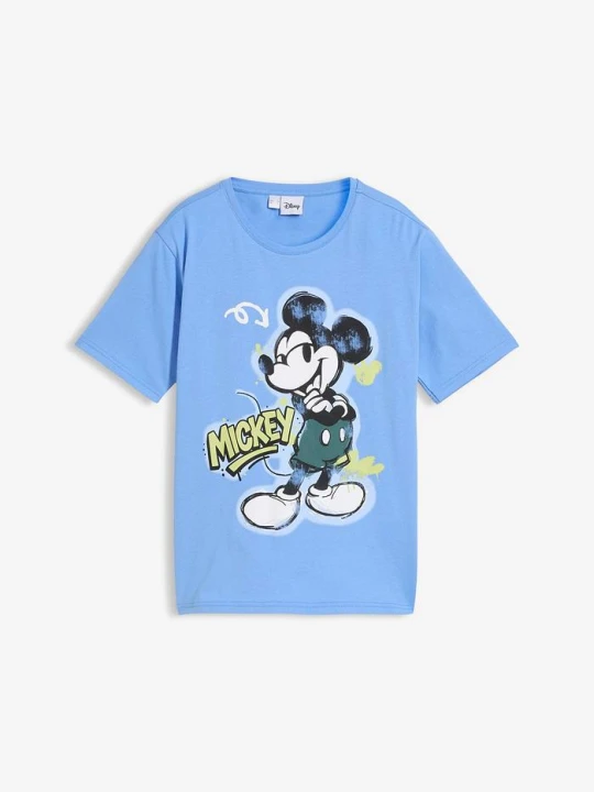 Zdjęcie produktu T-shirt z Myszką Miki, z czystej bawełny organicznej BonPrix niebieski