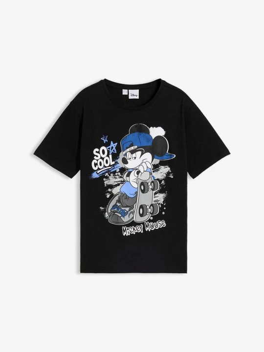Zdjęcie produktu T-shirt z Myszką Miki, z czystej bawełny organicznej BonPrix czarny