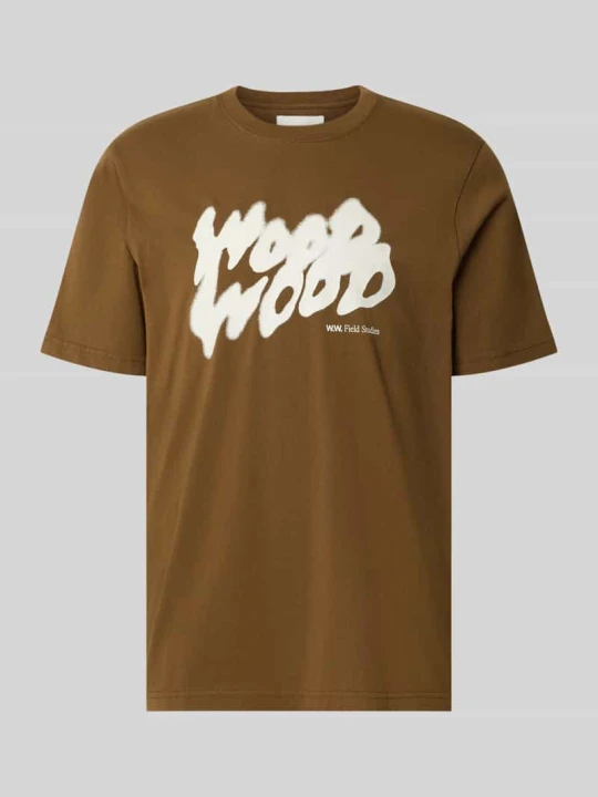 Zdjęcie produktu T-shirt z nadruk z logo model 'Bobby' Wood Wood Orzechowy