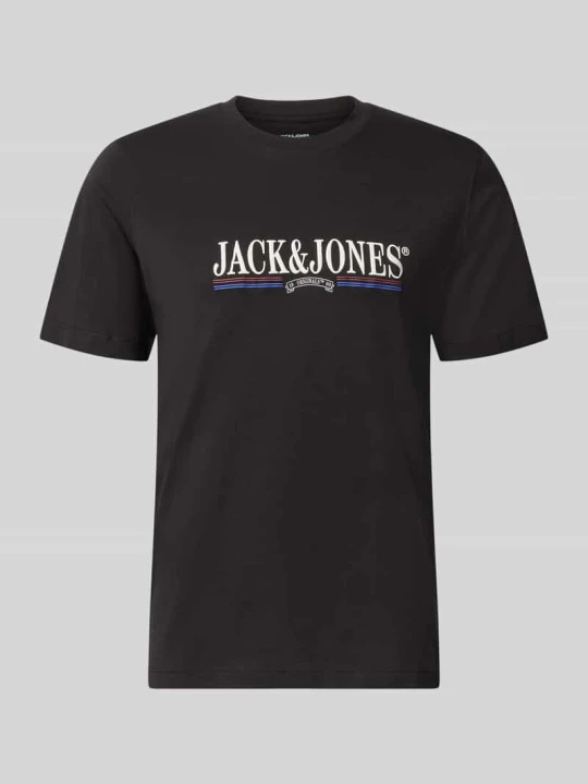 Zdjęcie produktu T-shirt z nadruk z logo model 'FREDERIKSBERG' Jack&Jones Czarny